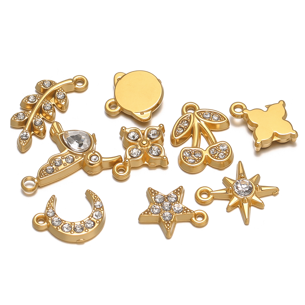 Jewelry Making 4 Year Old - 5Pcs Stainless Steel Zircon Little Moon