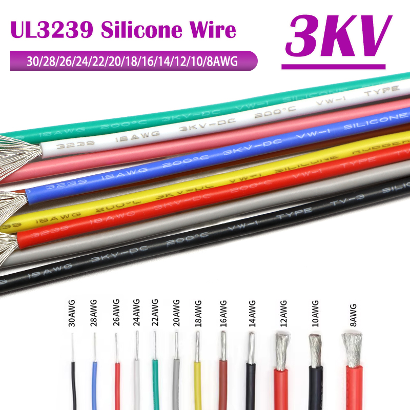 Wire 22 Gauge Copper - 1/5M UL3239 Silicone Wire 3KV- 32