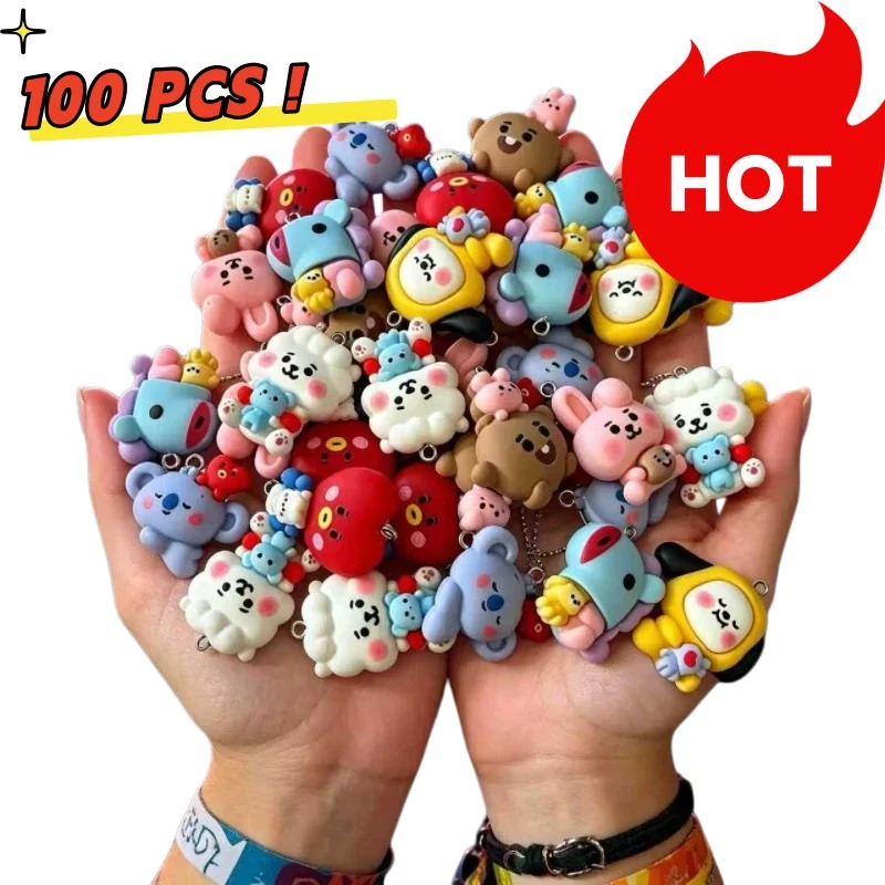 Jewelry Making Articles - 7pcs BT21 Resin Cartoon Charm DIY
