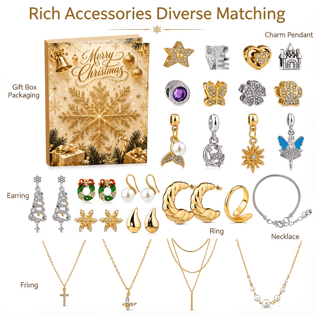 24Pcs Advent Calendar DIY Meta - Jewelry Making Advent Calendar ulasan dan harga