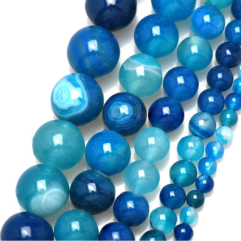Natural Stone Banded Blue Lace - Jewelry Making Gemstones ulasan dan harga
