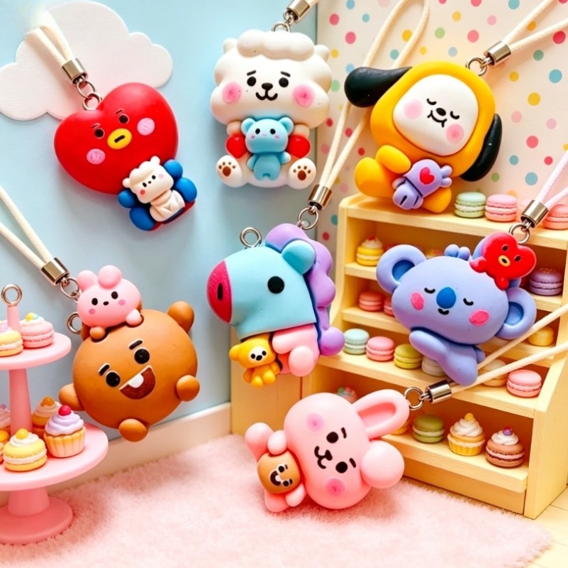 7pcs BT21 Resin Cartoon Charm  - Jewelry Making Articles ulasan dan harga