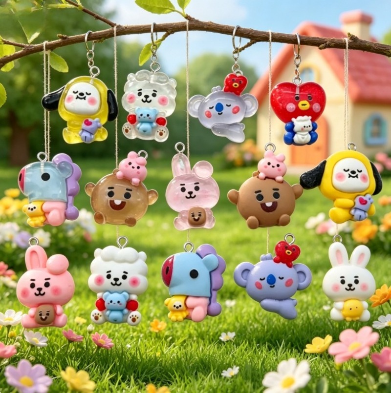 7pcs BT21 Resin Cartoon Charm  - Jewelry Making Articles ulasan dan harga