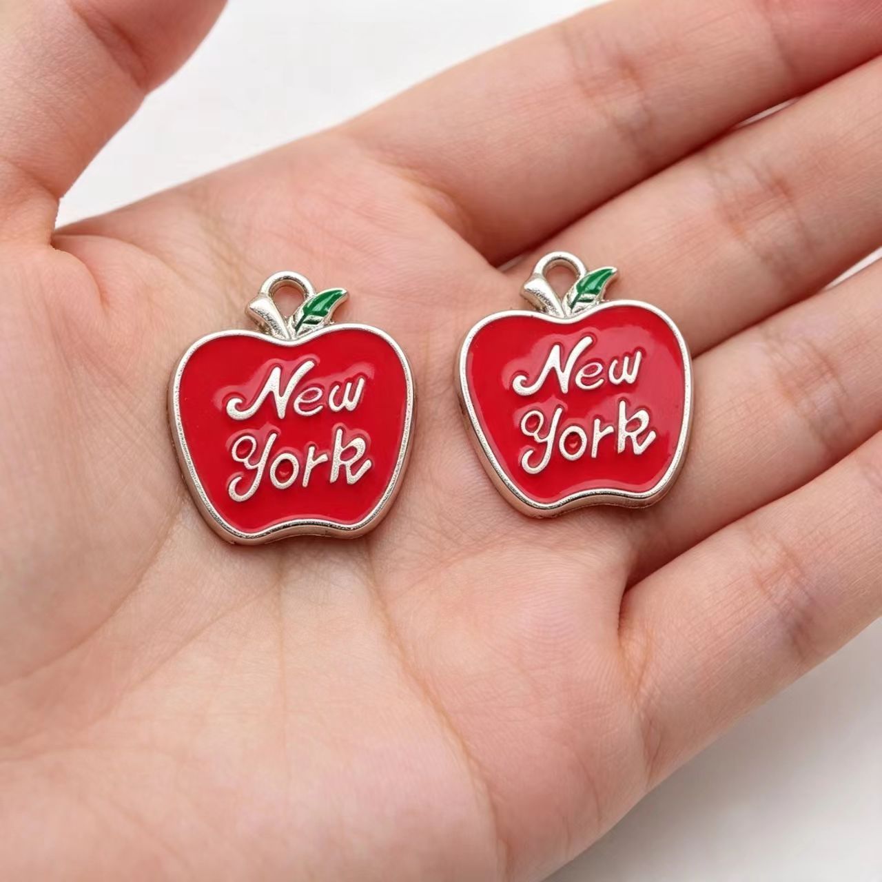 10Pcs Enamel Apple New York Ch - Jewelry Making York ulasan dan harga