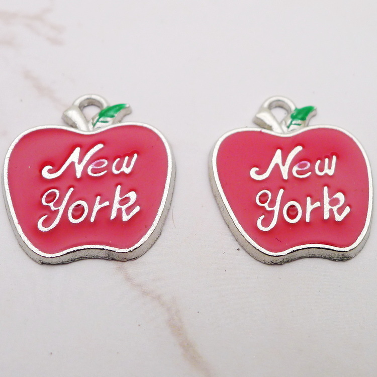 10Pcs Enamel Apple New York Ch - Jewelry Making York ulasan dan harga