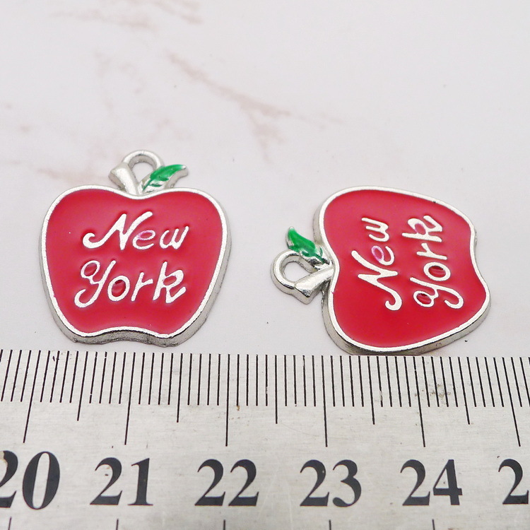 10Pcs Enamel Apple New York Ch - Jewelry Making York ulasan dan harga
