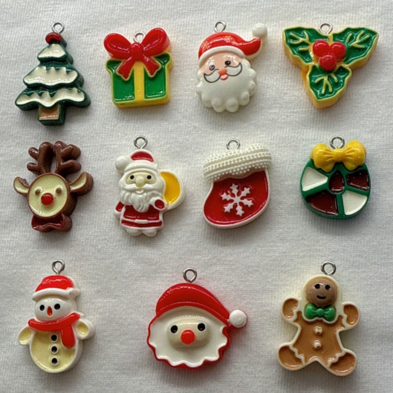 10pcs Christmas Cartoon Series - Jewelry Making With Resin ulasan dan harga