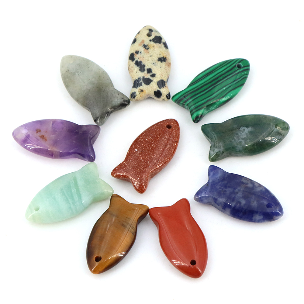 Cute Fish Beads Natural Stone  - Jewelry Making Gemstones ulasan dan harga